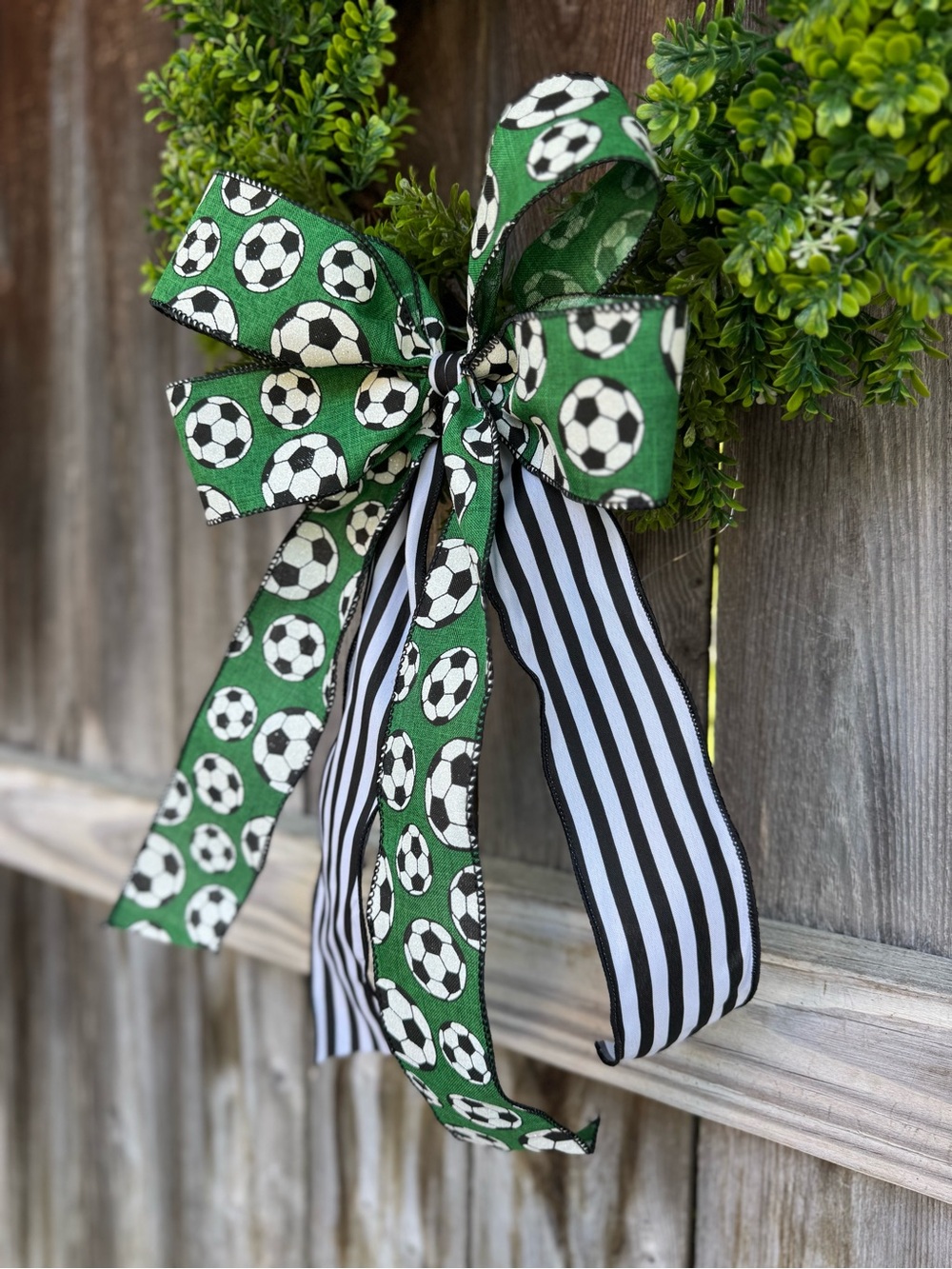 Green Soccer Ribbon Wreath Bow - Picture 6 of 6